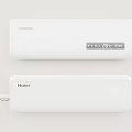 Samsung And Haier Wall Mounted Air Conditioners With Temperature Display On Wall