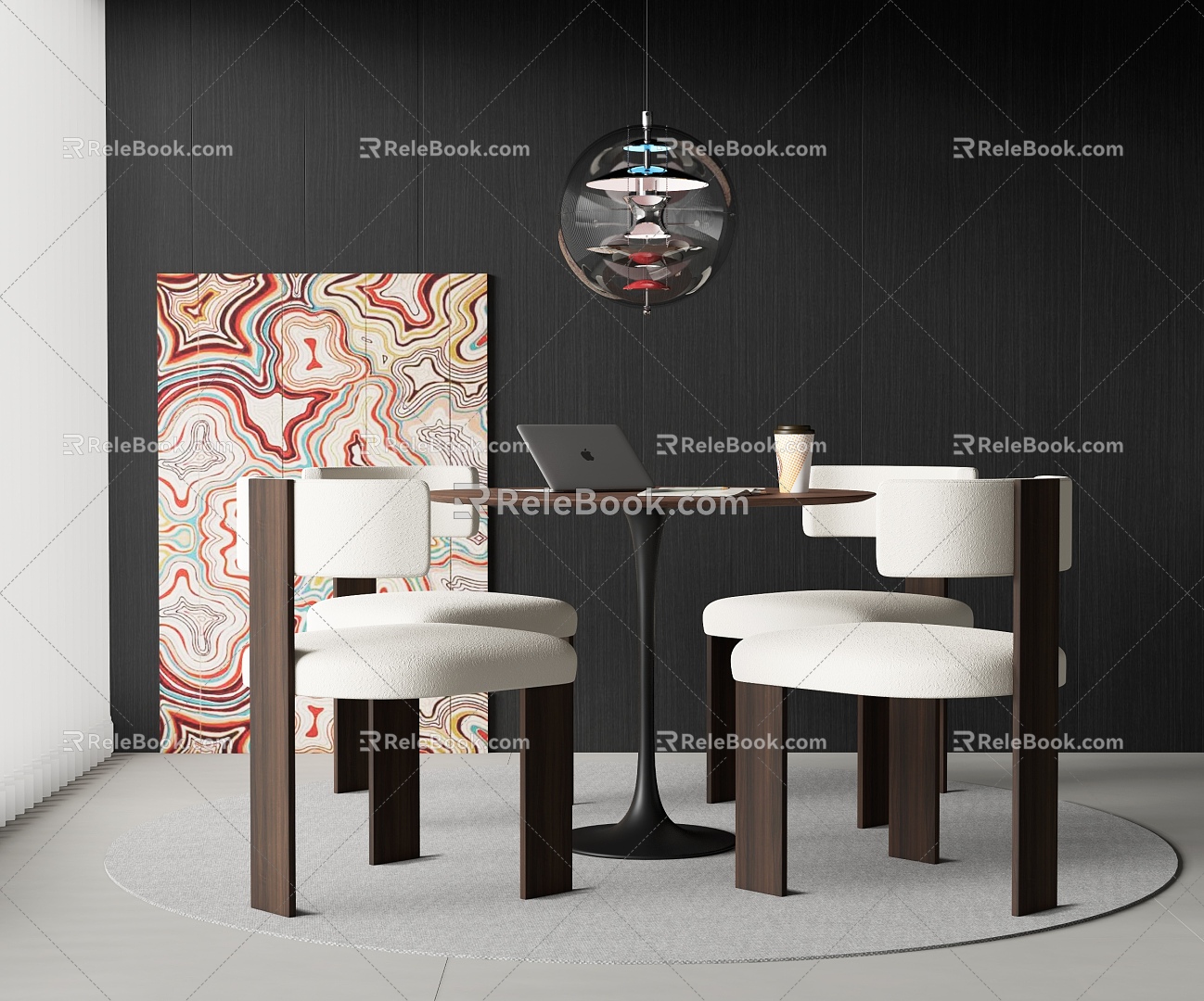 Casual Table and Chair Combination Dining Table and Chair Negotiation Table Chandelier Round Table and Chair model