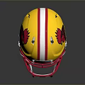 Yellow Tactical Helmet With Red Stripes Rooster Logo And Face Mask Weapon Gear