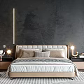 Modern Double Bed Interior Design With Upholstered Headboard Decorative Pillows Nightstands Table Lamps And Windows