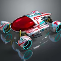 Futuristic Red Silver Streamlined Car with Lighted Wheels and Concept Design 3d model