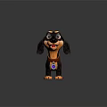 Playful Cartoon Dachshund Character 3D Rendered With Purple Body Red Collar And Friendly Expression