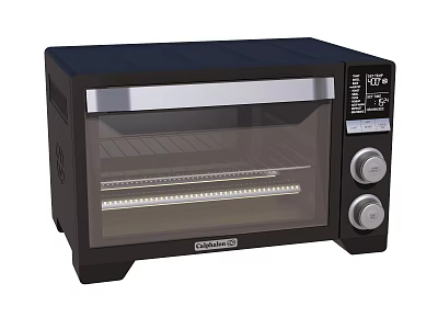 Black Toaster Oven With Transparent Glass Door Control Panel Digital Display And Knobs Kitchen Appliance 3d model