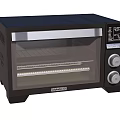Black Toaster Oven With Transparent Glass Door Control Panel Digital Display And Knobs Kitchen Appliance