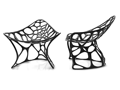 Modern Black Single Chair With Unique Artistic Lattice Openwork Structure 3d model