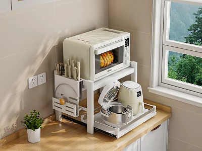 Sturdy Kitchen Countertop Rack Holding Microwave Knives Pot and Coffee Maker 3d model