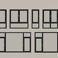 Modern Black Frame Window Collection With Diverse Glass Panel Designs 3d model