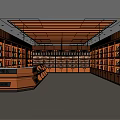 Tobacco and Liquor Store Interior with Wooden Shelves and Wine Product Displays