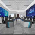 Modern Control Room With Multiple Large Screens Data Displays Control Consoles And Ergonomic Chairs 3d model
