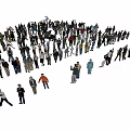 Diverse Group of People in Various Poses Standing Together in Crowd