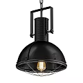 Black Metal Pendant Light With Domed Shade And Grid Design For Vintage Industrial Interior