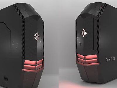 OMEN Gaming Desktop PC With Black Design And Red LED Lighting Accents 3d model
