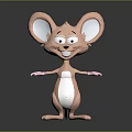 3D Animated Cartoon Mouse Character With Large Ears Pink Body And Smiling Expression