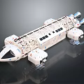 Space Station Module Structure With Solar Panels Thrusters And Connected Components 3d model