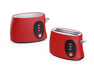 Red Toasters Modern Kitchen Appliances With Sleek Design And Controls 3d model