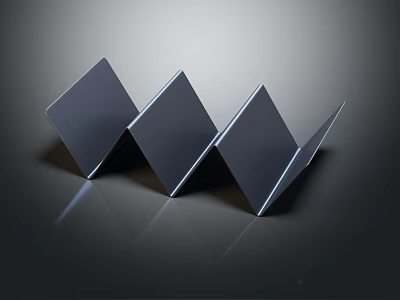 Modern Silver Wave Shaped Iron Art Metal Pieces With Smooth Reflective Surface 3d model