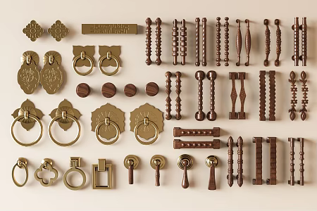 Middle ancient style handle new Chinese style handle hardware handle door handle metal handle hardware 3d model