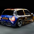 Dynamic Modified Racing Car With Yellow Blue Body Sponsor Logos And Number 25