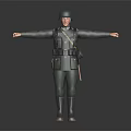 Highly Detailed Military Soldier Character In Green Uniform With Helmet And Equipment Standing
