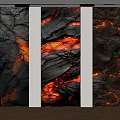 Striking Modern Wall Decor With Volcanic Lava Texture Black Red Flowing Flame Effect 3d model
