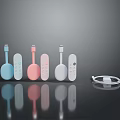 Blue Pink White Computer Charging Adapters With Buttons And Data Cable