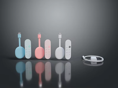 Blue Pink White Computer Charging Adapters With Buttons And Data Cable 3d model