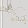 Modern Flowing Ribbon Chandelier With Curved Acrylic Design In White Interior Setting