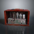 Vintage Electronic Device Red Frame Box With Cylindrical Components And Metal Elements