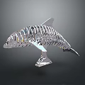 Abstract Silver Metallic Dolphin Skeleton Art Sculpture for Modern Decor 3d model