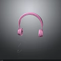 Pink Wired Headphones Electronic Device With Glossy Surface And Audio Cord 3d model