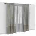Light Gray Linen Curtains With White Sheer Layer For Window Decoration 3d model