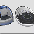 Modern Accent Chairs With Blue Gray White Design Circular Pattern Cushions Armrests 3d model