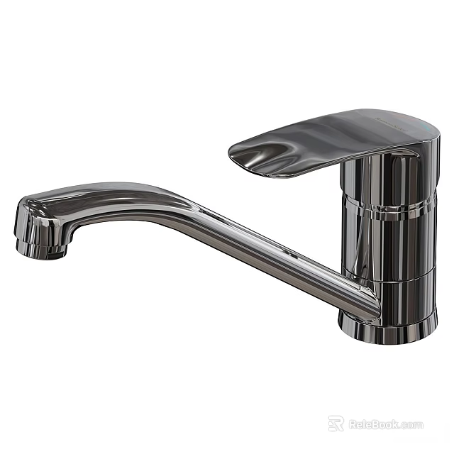 Modern Chrome Kitchen Faucet With Curved Spout And Single Handle Design 3d model 