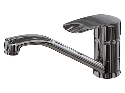 Modern Chrome Kitchen Faucet With Curved Spout And Single Handle Design 3d model