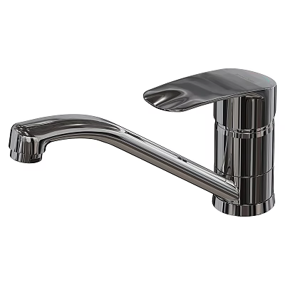Modern Chrome Kitchen Faucet With Curved Spout And Single Handle Design 3d model