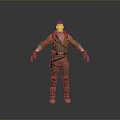 Casual Life Supplies With Green Coat Red Gloves Brown Pants Knee Pads And Backpack
