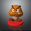Orange Mushroom Character With Angry Expression Black Eyebrows And Sharp Fangs On Red Base