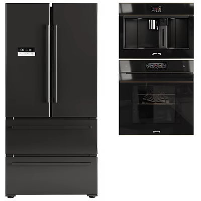 Modern Black Refrigerator Cabinet With Sleek Design For Contemporary Kitchen Interior 3d model