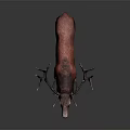 Red Reptile With Antler Like Horns In 3D Render Gray Background