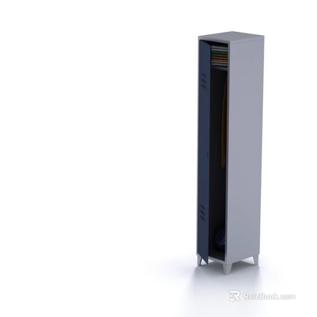Modern Tall Storage Cabinet With Open Shelves And Metal Frame Design 3d model 