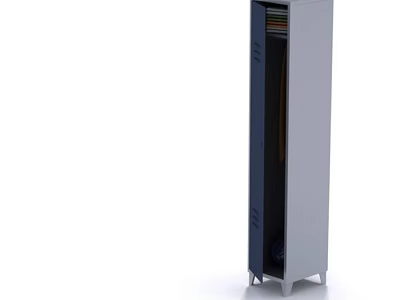 Modern Tall Storage Cabinet With Open Shelves And Metal Frame Design 3d model