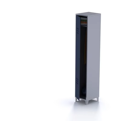 Modern Tall Storage Cabinet With Open Shelves And Metal Frame Design 3d model