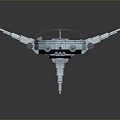 Sci Fi Spaceship Model With Orange Circular Cockpit And Gray Metallic Structure