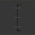 Vintage Industrial Three-Tier Wooden Storage Shelf with Black Metal Frames and Rolling Wheels