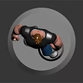 Red Haired Muscular Male Character 3D Model Wearing Black T-Shirt Blue Shorts Gray Sneakers