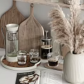 Minimalist Kitchen With Wooden Cutting Boards Glassware And Coffee Tools