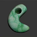 Unique Green Marbled Jade Crescent Shaped Jewelry Pendant With Natural Texture