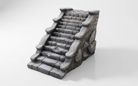 Stone Stair Steps Climb Cartoon Style Scene Decoration Beauty Chen Props Art Creative Game Scene Ornaments Hand-held Decorative Ornaments Atmosphere 3d model