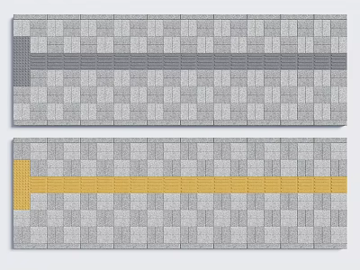 Municipal Road Interlocking Pavement With Gray And Yellow Dividing Lines 3d model