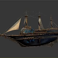Vintage Sailing Ship Model Featuring Multiple Masts Canvas Sails And Detailed Wooden Structure
